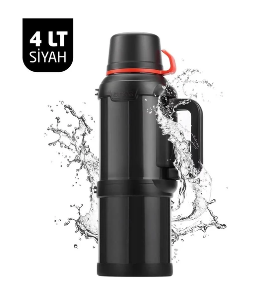 Kampcı Paslanmaz Çelik Termos 4 Litre 48 Saat Sıcak-Soğuk Black 9009 ürün görseli 1