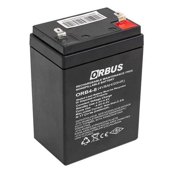 4 Volt 8 Amper Kuru Tip Akü Orb4-8 (68*45*95 Mm) ürün görseli 1