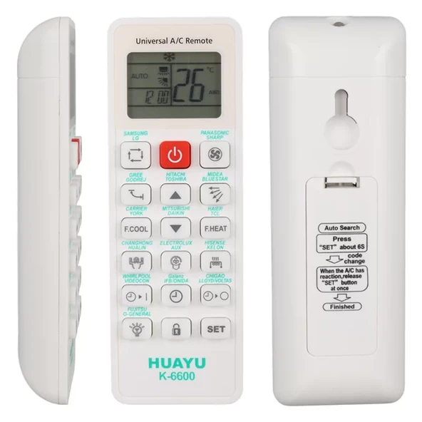 Huayu K-6600 Üniversal Akıllı Klima Kumandası 99% Uyumluluk Lcd Ekranlı ürün görseli 1