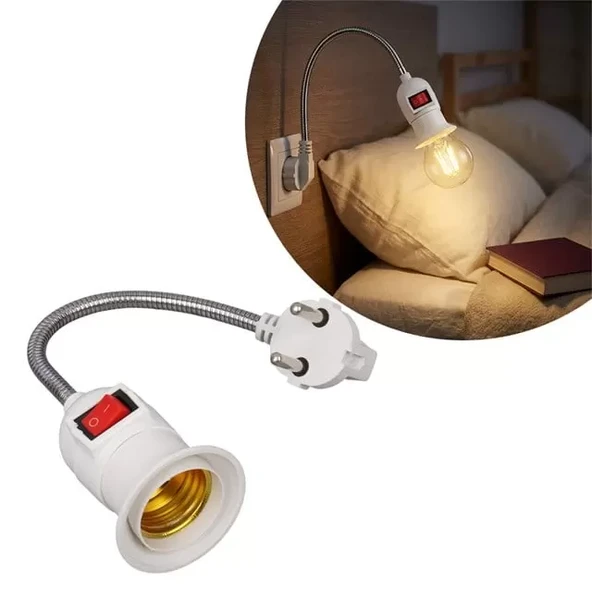 Ledx Dy-112 Prizden E27 Duya Dönüştürücü 26Cm Spiralli Anahtarlı Duy ürün görseli 1