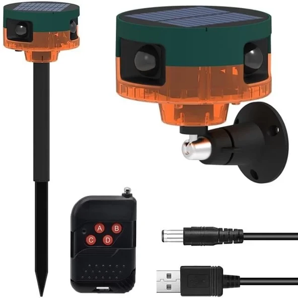 Pm-26947 13 Farklı Sesli Hayvan Kovucu Alarm Mikrofonlu Solar Panelli ürün görseli 1