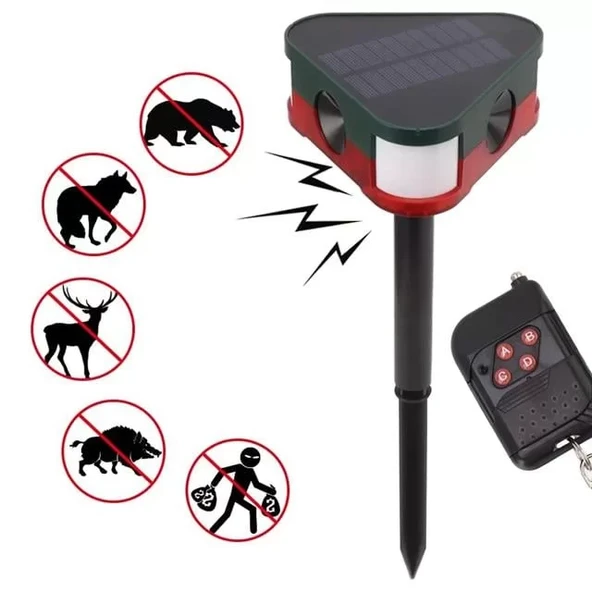 Pm-26949 Ultrasonic Sesli Siren Hayvan Kovucu Alarm Solar Panelli ürün görseli 1
