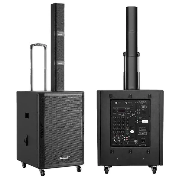 Shile Sl-7 2 El Mikrofonlu Kumandalı Usb+Sd+Bluetooth Seyyar Profesyonel Taşınabilir Sütun Tipi Ses Sistemi ürün görseli 1