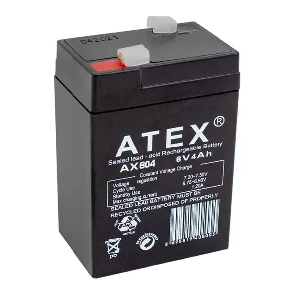 Atex 6 Volt 4 Ah Işıldak Aküsü (70*48*101 Mm) ürün görseli 1
