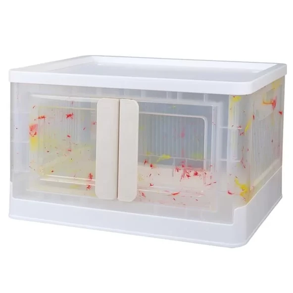 Sn-25883 72L Katlanabilir Plastik Saklama Kutusu Renkli Kapaklı Tekerlekli 40X64X37Cm ürün görseli 1