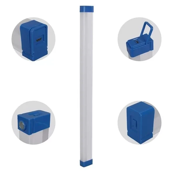 T550 50Cm 60W Çubuk Portatif Led Işıldak Şarjlı Tüp Lamba 1500Mah ürün görseli 1
