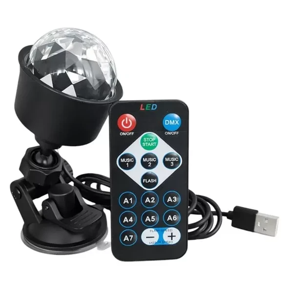 Pm-37731 Rgb Led Hareketli Disko Topu Sahne Aydınlatma Lambası Uzaktan Kumandalı ürün görseli 1