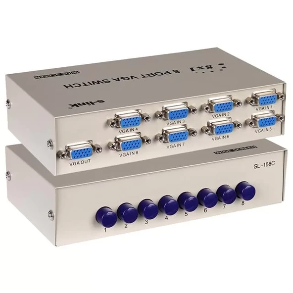 S-Link Sl-158C 8X1 Port Vga Switch (8 Giriş - 1 Çıkış) ürün görseli 1