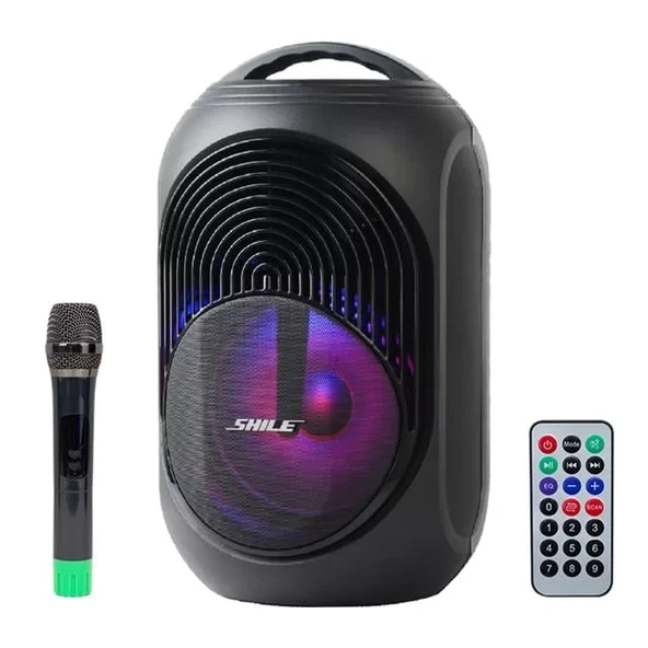 Shile Sl-2018A El Mikrofonlu-Kumandalı Usb/Sd/Bt Işıklı Taşınabilir Şarjlı Seyyar Anfi ürün görseli 1