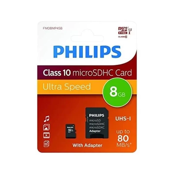 Fm08Mp45B/00 8Gb Class10 Uhs-I U1 Tf Adaptörlü Micro Sdhc Hafıza Kartı ürün görseli 1