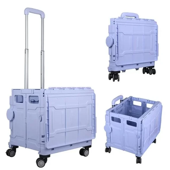 Sn-26967 Katlanabilir Market Pazar Kamp Tekerlekli Alışveriş Arabası 60Kg Kapasiteli ürün görseli 1