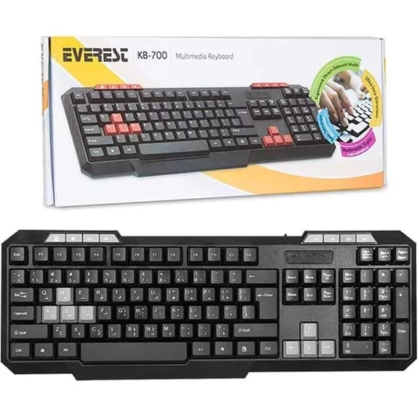 Everest Kb-700 Siyah Usb Us Layout Multimedia Klavye ürün görseli 1