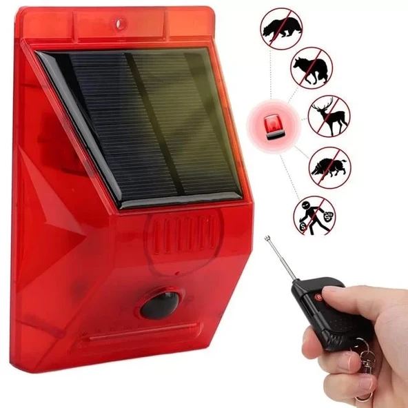 Pm-26957 Sesli Hayvan Kovucu Alarm Uzaktan Kumandalı Solar Panelli ürün görseli 1