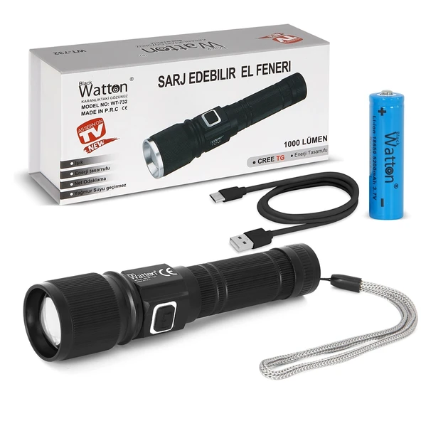 Cree Tg Led 1000 Lümen Göstergeli Fonksiyonel El Feneri Wt-732 ürün görseli 1