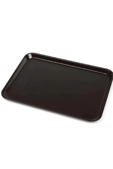 10 Adet Siyah Midi Boy Plastik Servis Tepsisi Kırılmaz Lokanta Büfe Fast Food Kullanım (44X32 Cm) ürün görseli 1