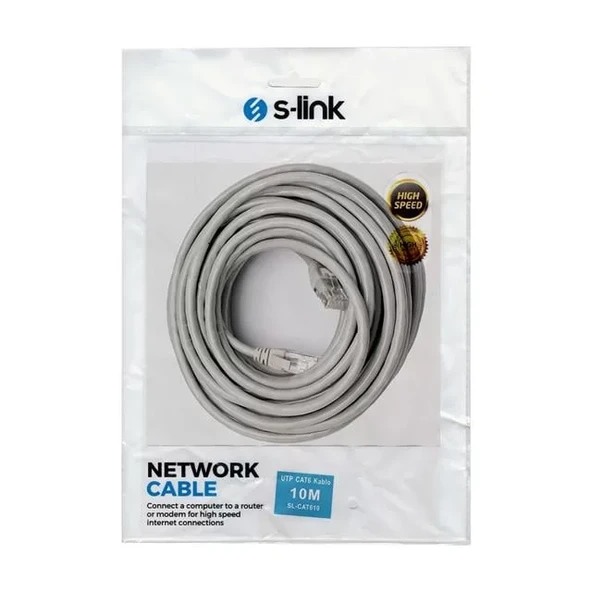 S-Link Sl-Cat610 Gri̇ Cat6 10 Metre Kablo ürün görseli 1