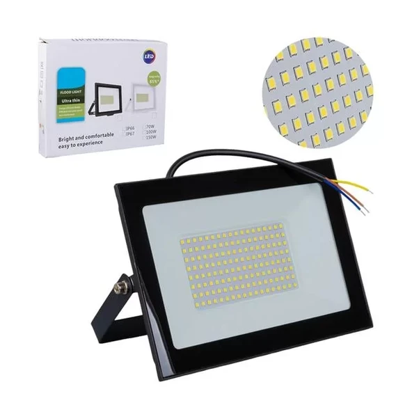Pm-22572 100 Watt - 220 Volt 6500K Ip66 150* Işık Açısı Siyah Slim Kasa Beyaz Led Projektör ürün görseli 1