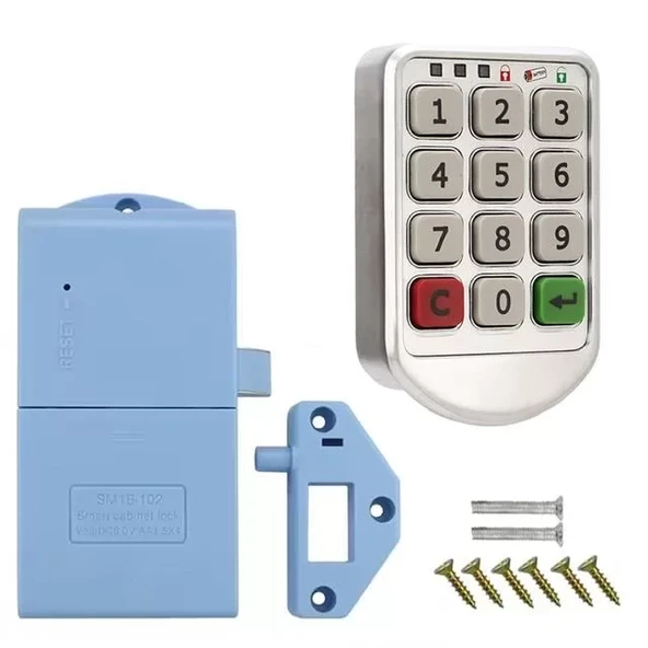 Pm-26723 Tuş Şifreli Gri Çekmece Dolap Kilidi (2'Li Paket) ürün görseli 1