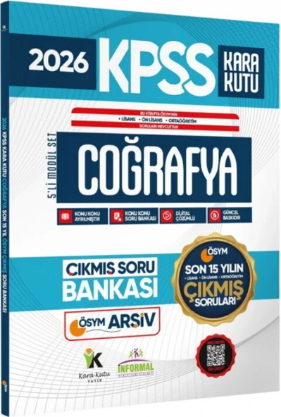 İnformal Yayınları 2026 KPSS Lisans Önlisans Ortaöğretim Coğrafyanın Kara Kutusu ÖSYM Son 15 Yıl Çıkmış Soru Bankası ürün görseli 1