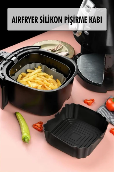 Bütün Airfryer'lere Uyumlu Siyah Silikon Pişirme Kabı ürün görseli 1