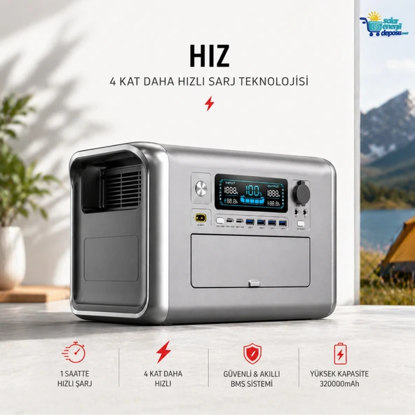 OR-TEC 1800W Taşınabilir Güç İstasyonu 320000mAh Hızlı Şarjlı Power Station 100Watt Flexy Panel  | Kamp, Karavan ve Acil Durum Enerji Kaynağı ürün görseli 1
