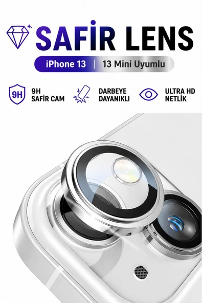 iPhone 13 / 13 Mini Yıldız Işığı Metal Kamera Lens Koruyucu Safir Cam Ultra Net HD ürün görseli 1