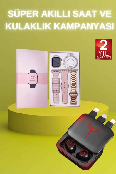 Powerbank Özellikli Bluetooth Kulaklık Ve Nabız Ölçer Akıllı Saat Bileklik Hediyeli ürün görseli 1