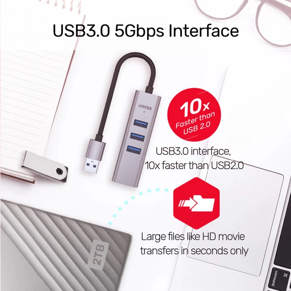 UNITEK 4-IN-1 ETHERNET HUB (Y-3088B) - Resim 4