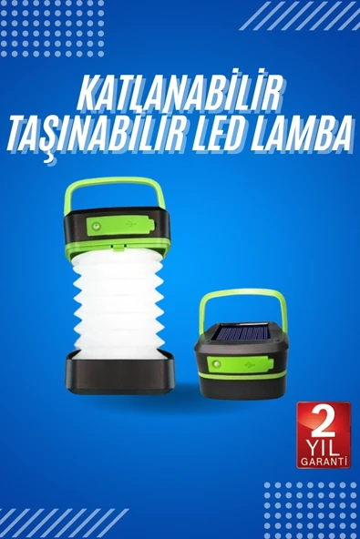 Kamp Lambası Katlanabilir Lamba Solar Şarjlı Led Lamba El Fenerli ürün görseli 1