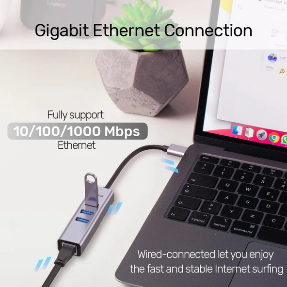 UNITEK 4-IN-1 ETHERNET HUB (Y-3088B) - Resim 3