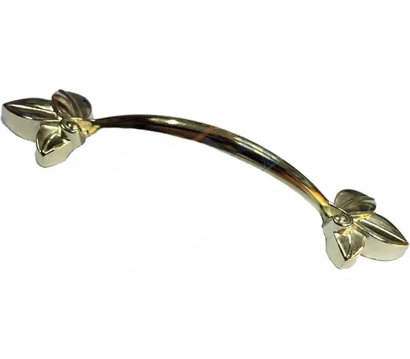 Dekoratif Zamak Yaprak Kulp - 96mm, Sarı, 100 Adet ürün görseli 1