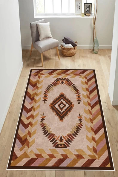 Minimalist Soft Renkli Kalp Desenli Dijital Baskılı Yıkanabilir Kaymaz Taban Salon Halısı Yolluk 60 x 100 cm Çok Renkli ürün görseli 1
