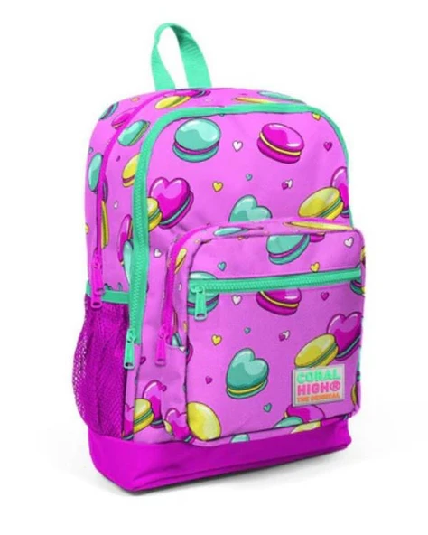 Coral High Açık Pembe Makaron Desenli Okul Çantası 23462 ürün görseli 1