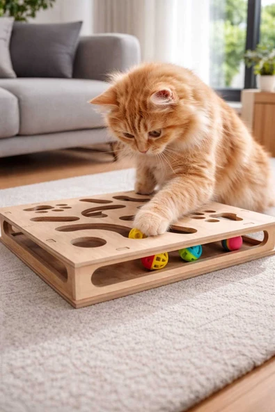 Ahşap Kedi Oyuncağı-Toplu Kedi Oyuncağı ürün görseli 1
