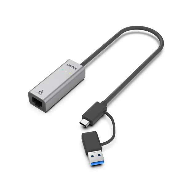 UNITEK HIBRIT USB-C/USB-A 2.5 GIGABIT ETHERNET ADAPTÖRÜ U1313CGY01 ürün görseli 1