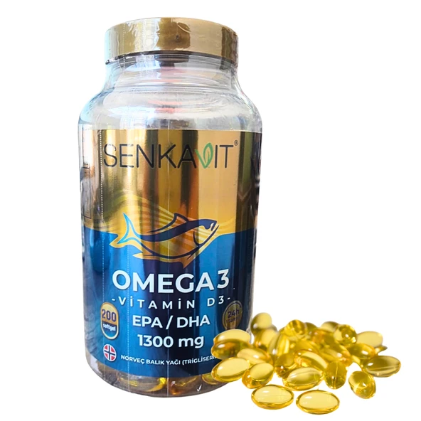 Senkavit Omega 3 ve Vitamin D3 İçeren Takviye Edici Gıda 200 Softgel ürün görseli 1
