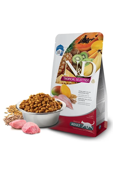 N&D Tropical Selection Tavuklu ve Tropikal Meyveli Yetişkin Kedi Maması 1,5 Kg ürün görseli 1