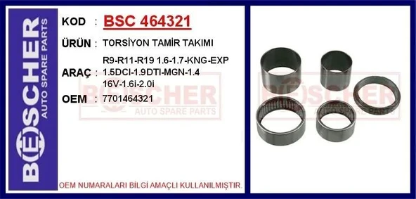 TORSİYON TAMİR TAKIMI R9-R11-R19 1.6-1.7-KNG-EXP 1.5DCI-1.9DTI-MGN-1.4 16V-1.6i-2.0i ürün görseli 1