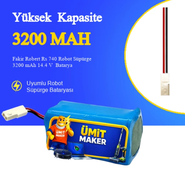 Fakir Robert Rs 740 Robot Süpürge 3200 mAh 14.4 V Yanmaz Batarya – Orjinal Uyumlu Uzun Ömürlü, Yüksek Performans Pil ürün görseli 1