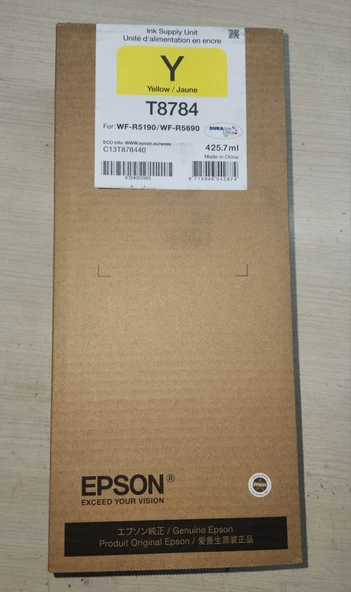 Epson T8784 C13T878240 XXL Sarı (Yellow) Orijinal Mürekkep - WF-R5190 / WF-R5690 Uyumlu ürün görseli 1