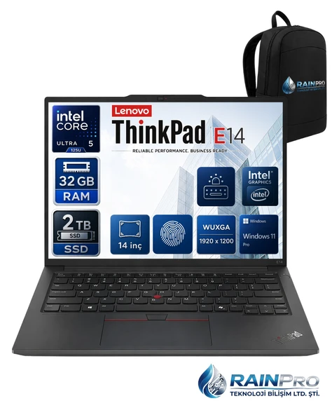 Thinkpad E14 Gen6 Intel Core Ultra 5 125U 32 GB DDR5 2 TB SSD Intel® 14'' Wuxga IPS Windows 11 Pro Taşınabilir Bilgisayar 21M7009RNP11 ürün görseli 1