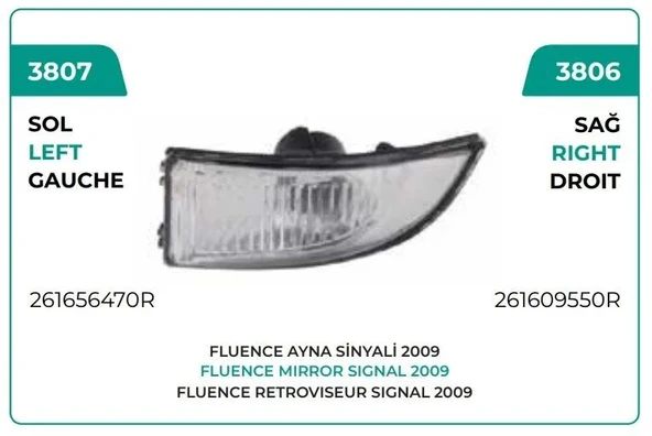 AYNA SİNYAL LAMBASISI SOL FLUENCE MEGANE III HB ürün görseli 1