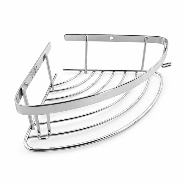 Norm Nil (1 Adet) Tek Katlı Krom Şampuanlık 18x18 cm Vida Dahil Banyo Lavabo Köşe Rafı Metal Tekli ürün görseli 1