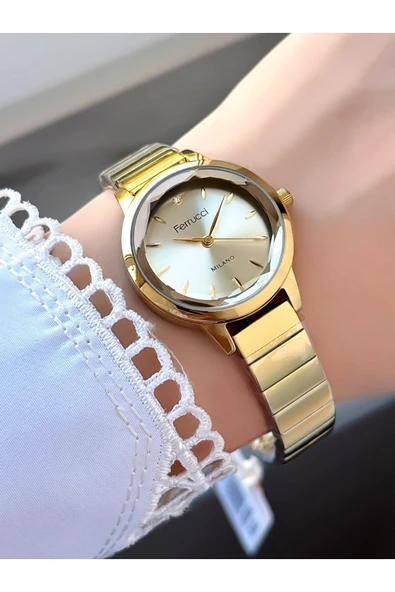 Milano Krem Kadran Rose Gold Metal Kordon Kadın Kol Saati  Altın ürün görseli 1