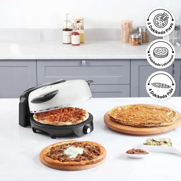 Karaca Gastro 10 in 1 Pizza Lahmacun ve Tandır Ekmeği Makinesi Biodiamond Soft Cream ürün görseli 1