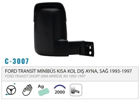 DIŞ DİKİZ AYNASI MEKANİK KISA KOL SAĞ TRANSİT T15 93-97 M003.3007 ürün görseli 1