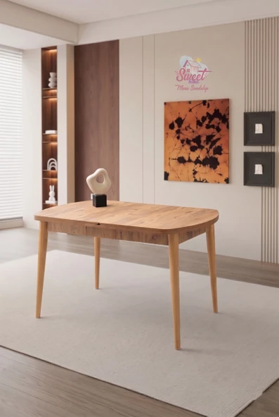 Kelebek Gizli Kaşıklıklı Açılır Mdf Masa Mutfak,Salon,Yemek Odası Masası 80x140 cm ürün görseli 1