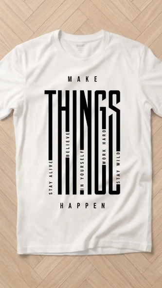 Make Things Happen ütü ile uygulanabilen DTF tekstil baskı - Resim 2