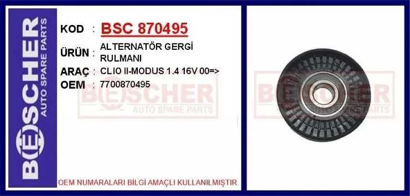 ALTERNATÖR GERGİ RULMANI CLIO II-MODUS 1.4 16V 00=> ürün görseli 1