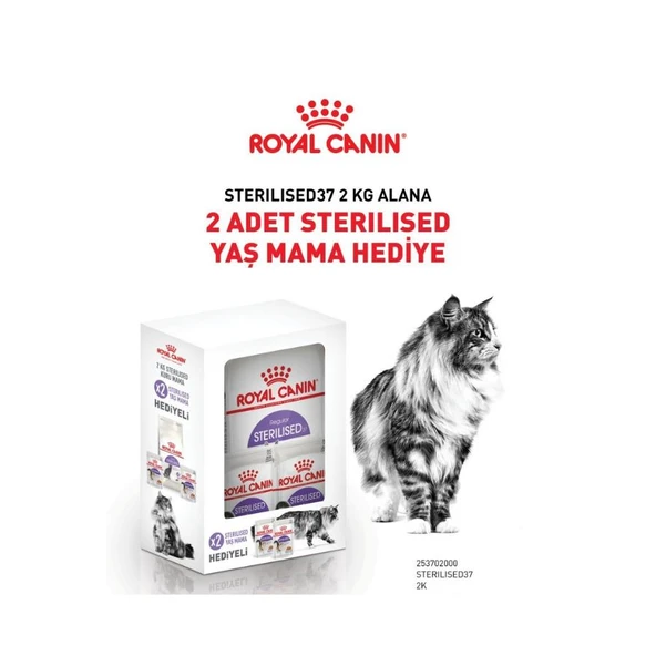 Royal Canin Sterilised Bundle 37 Kısırlaştırılmış Yetişkin Kedi Maması 2 Kg + 2 Adet Sterilised Yaş Mama 85 Gr ürün görseli 1